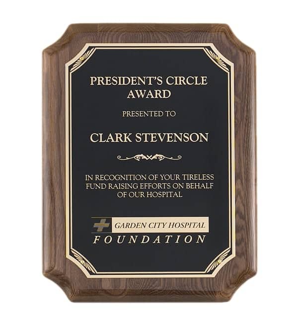 P4125-27 - P4125-27 | Walnut Stained Piano Finish Plaque with Sunburst Design